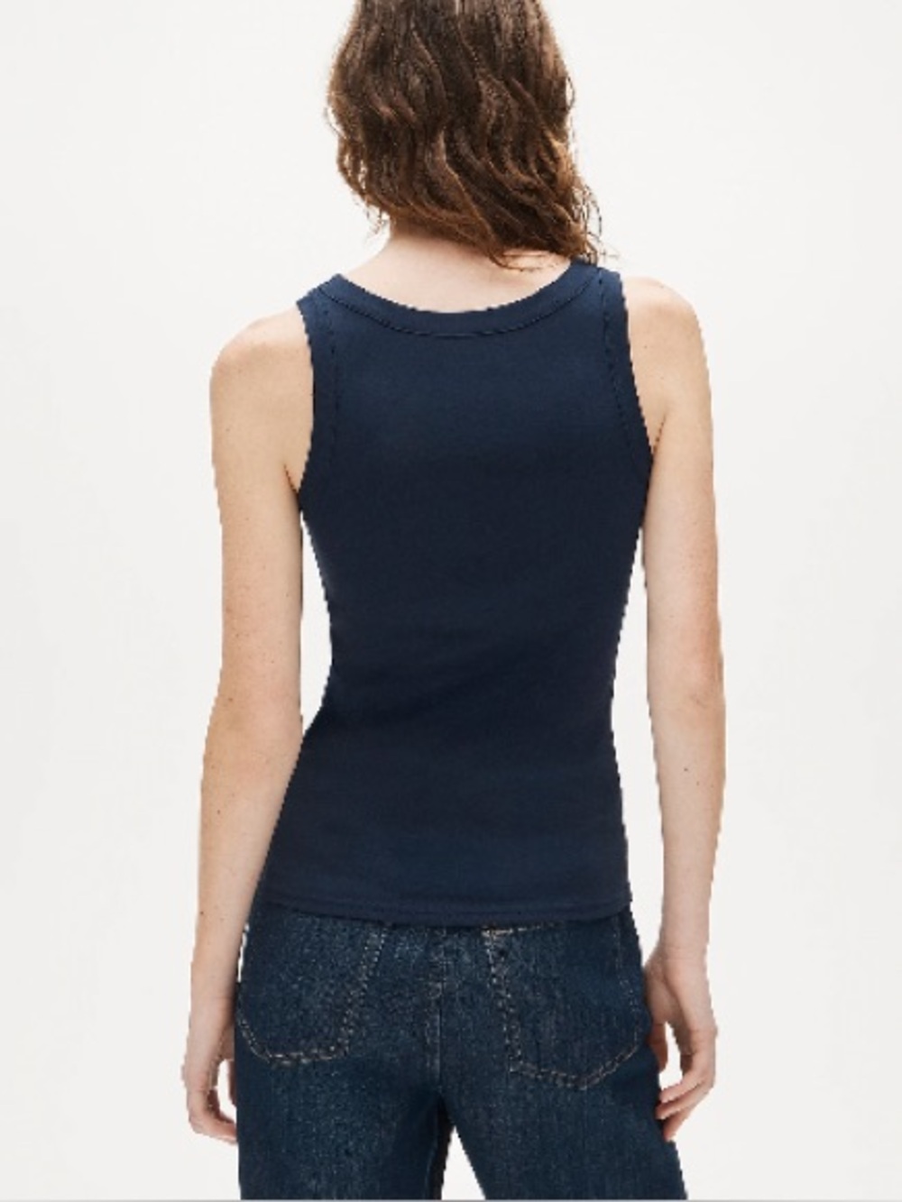 NWT J.Crew Perfect-fit high-neck tank top Small Navy Casual Simple Minimalist - Picture 2 of 10